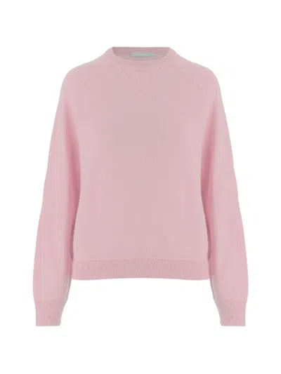 Allude Ribbed Crew-neck Sweater In Pink