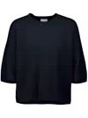 Allude Ribbed Half-length Sleeve Cashmere Jumper In Blue