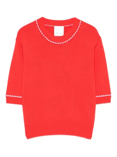 Allude Ribbed-hem T-shirt In Red