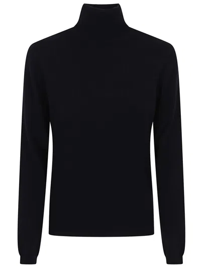 ALLUDE RIBBED HIGH NECK CASHMERE SWEATER