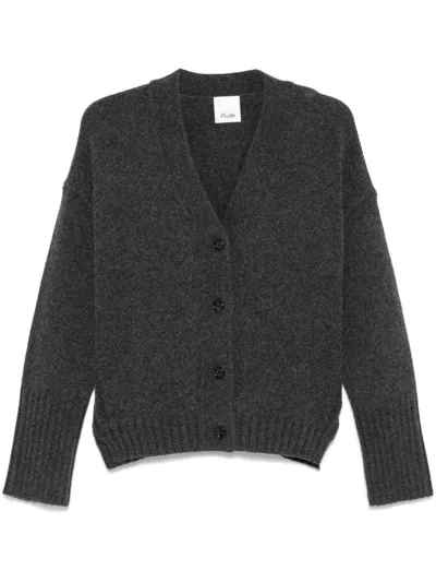 Allude Fine-knit Cardigan In Grau