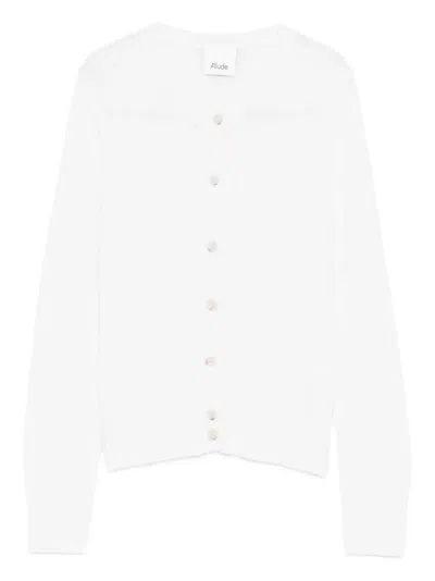 Allude Ribbed-knit Cardigan In White