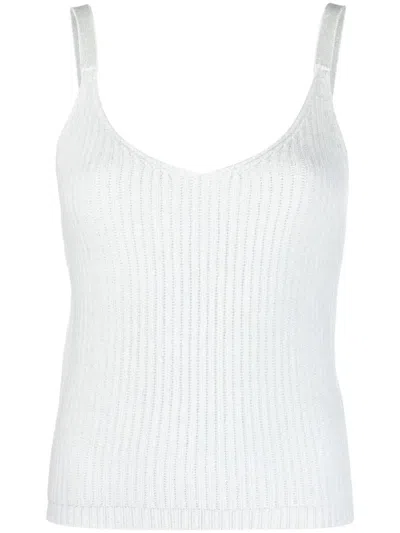 Allude Ribbed-knit Cashmere Top In Grün