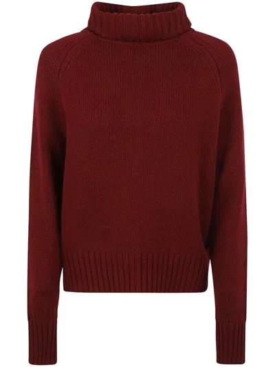 Allude Ribbed-knit Roll-neck Jumper In Burgundy