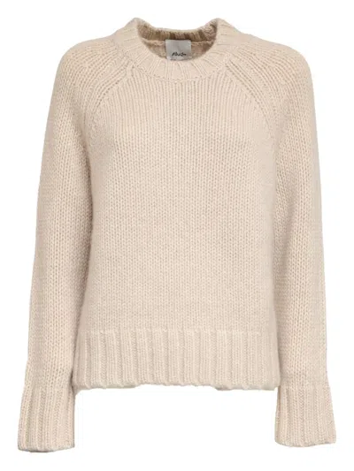 Allude Ribbed-knit Round-neck Sweater In Brown
