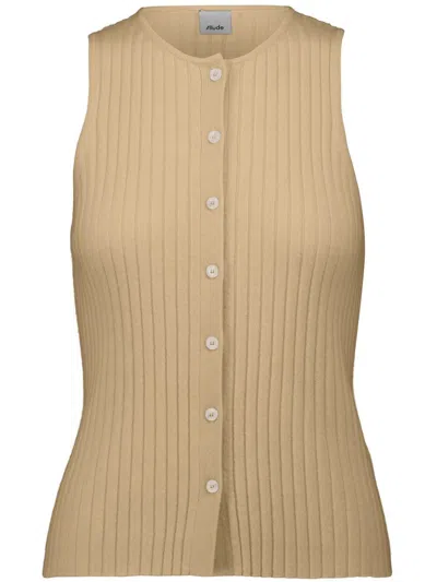 Allude Ribbed-knit Top In Neutrals