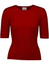 Allude Ribbed-knit Top In Red