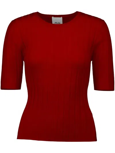 Allude Ribbed-knit Top In Red