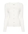 Allude Ribbed-knit Virgin Wool Cardigan In White