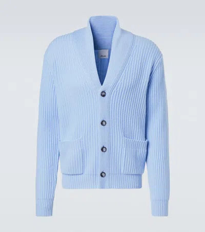 Allude Ribbed-knit Wool And Cashmere Cardigan In Blue