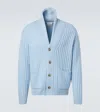 Allude Ribbed-knit Wool And Cashmere Cardigan In Blue