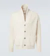 Allude Ribbed-knit Wool And Cashmere Cardigan In Neutral