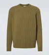 Allude Ribbed-knit Wool And Cashmere Sweater In Green
