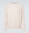 Allude Ribbed-knit Wool And Cashmere Sweater In Neutral