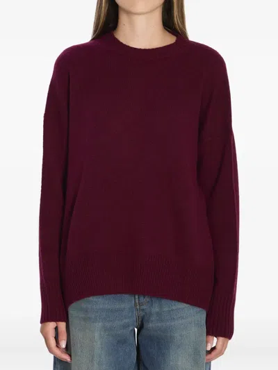 Allude Ribbed Side-slit Cashmere Sweater In Purple