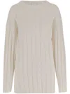 Allude Ribbed Sweater In White