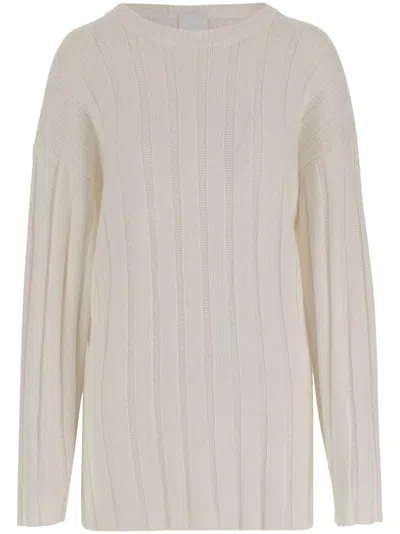 Allude Ribbed Sweater In White