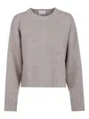 Allude Cropped Knit Sweater With Ribbed Detailing In Gray
