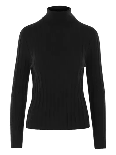 Allude Ribbed Turtleneck Sweater In Black