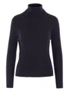 Allude Ribbed Turtleneck Sweater In Blue