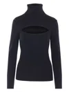 Allude Ribbed Turtleneck Sweater In Blue