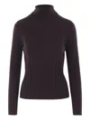 Allude Ribbed Turtleneck Sweater In Brown