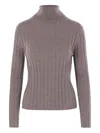 Allude Ribbed Turtleneck Sweater In Neutral
