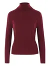 Allude Ribbed Turtleneck Sweater In Red