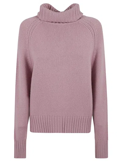 Allude Ribbed Turtleneck Sweater In Pink