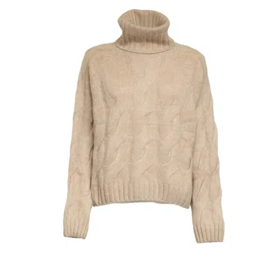 Allude Ribbed Turtleneck Sweater With Oversized Fit In Brown