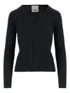 Allude Wool Sweater With Striped Pattern In Black