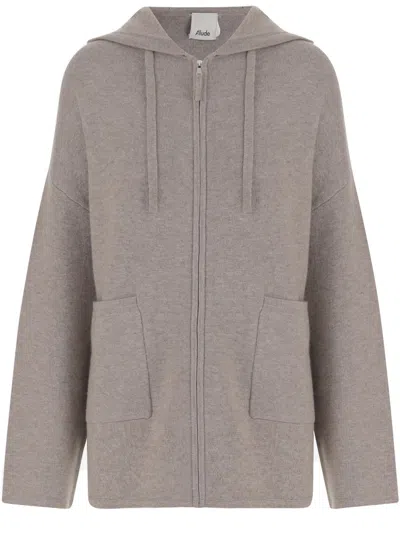 ALLUDE ALLUDE RIBBED WOOL AND CASHMERE SWEATSHIRT WITH ADJUSTABLE HOOD