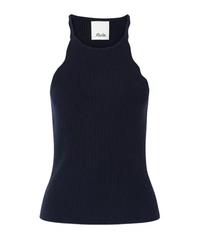 Allude Ribbed Wool And Cashmere-blend Top In Blue