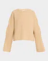 Allude Ribbed Wool-cashmere Crewneck Sweater In Macadamia