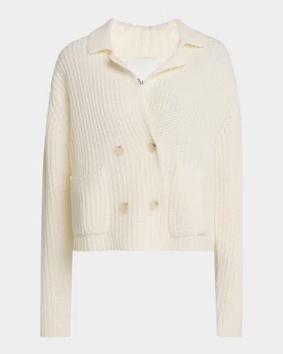 Allude Ribbed Wool-cashmere Jacket In Fleur De Sel