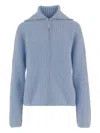 Allude Wool And Cashmere Zip-up Sweater In Blue