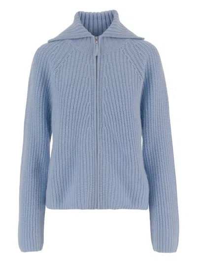 ALLUDE RIBBED ZIP CARDIGAN