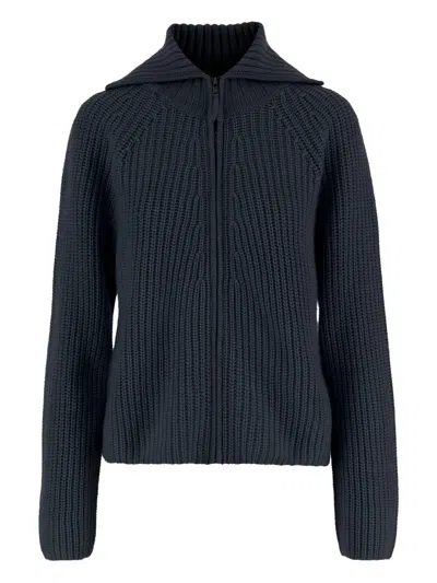 ALLUDE RIBBED ZIP-UP CARDIGAN