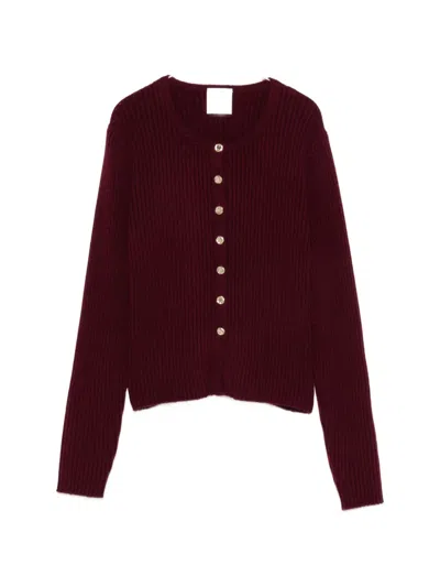 Allude Ribbed-knit Button-up Cardigan In Brown