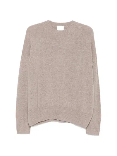 Allude Ribbed-knit Crew-neck Knit In Neutral