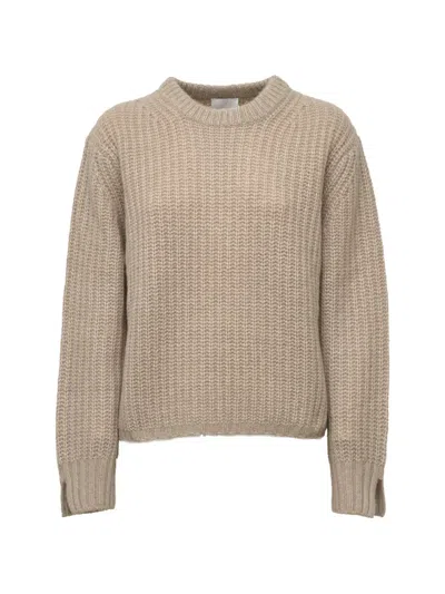 Allude Ribbed-knit Crew-neck Sweater In Brown