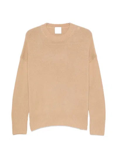 Allude Ribbed-knit Crew-neck Sweater In Brown