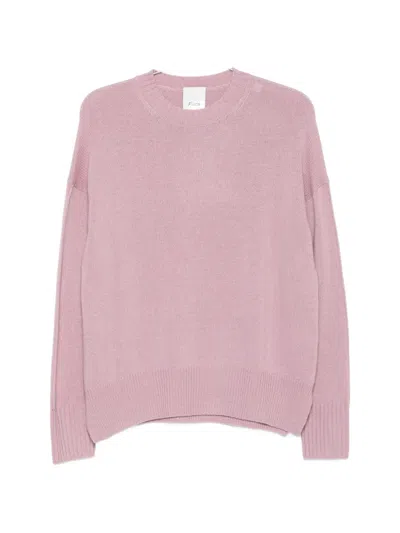 Allude Ribbed-knit Crew-neck Sweater In Pink