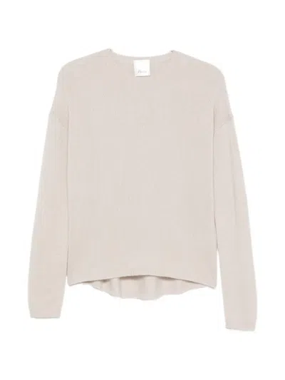 Allude Ribbed-knit Drop-shoulder Cashmere Sweater In Neutral