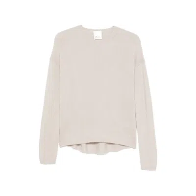 Allude Ribbed-knit Drop-shoulder Cashmere Sweater In Neutrals