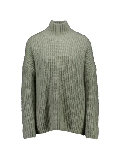 Allude Ribbed-knit Mock-neck Sweater In Gray