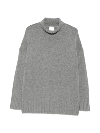Allude Ribbed-knit Mock-neck Sweater In Gray