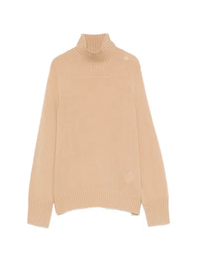 Allude Ribbed-knit Mock-neck Sweater In Brown