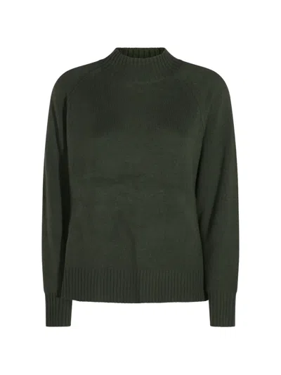 Allude Ribbed-knit Raglan-sleeve Sweater In Green