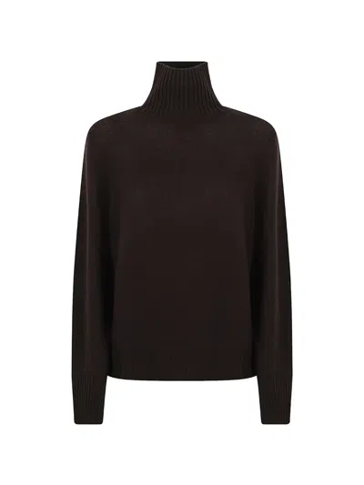 Allude Ribbed-knit Roll-neck Sweater In Brown